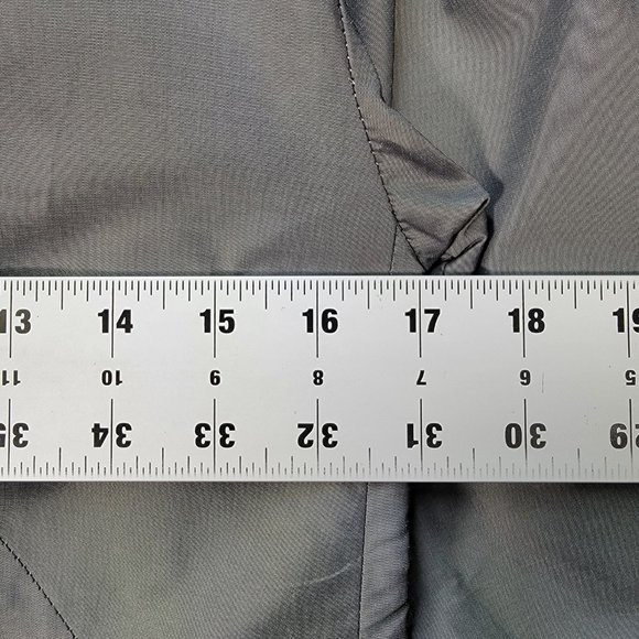 Vtg Chaiken and Capone Gray Shiny Collared 3/4 Sleeve Unique Trench Coat Jacket - Picture 6 of 16